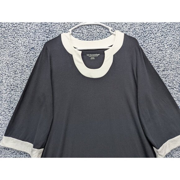 Soft Surroundings Tunic Top Size M Bishop Minimalist Art Deco Boho Office Black - Picture 3 of 12